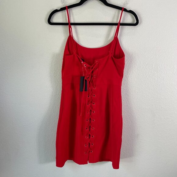 NEW NBD Revolve Womens Small Red Gracey Mini Dress Lace Up Back Sleeveless - Picture 6 of 11